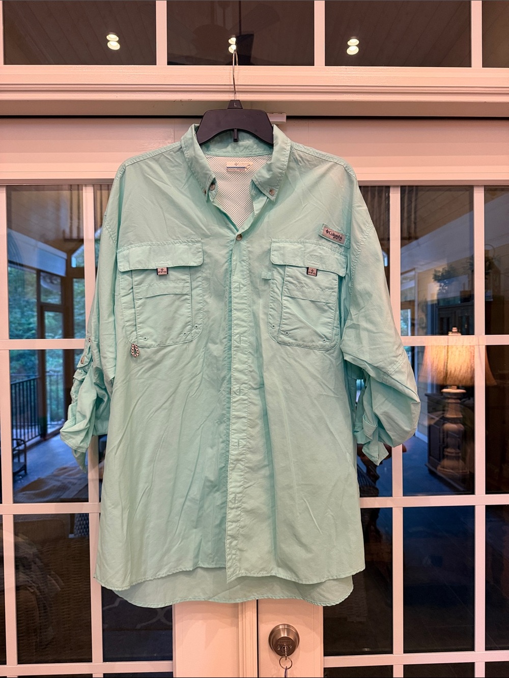 Columbia Light Aqua Men's Long-Sleeve Fishing Shirt